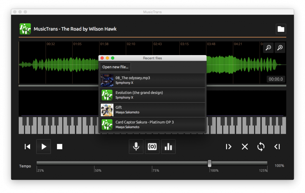 Recent Files on MusicTrans
